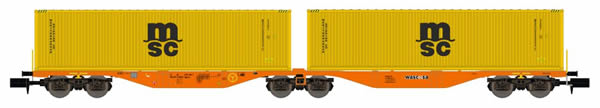 REE Modeles NW-099 - Flat Car Sggrss 80 with Container Loads MSC